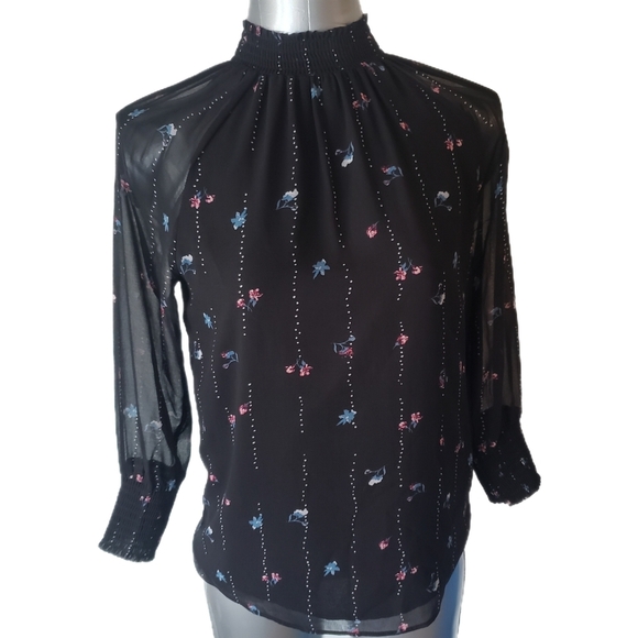 Reitmans Black Floral Sheer Blouse – Size XXS - Picture 1 of 4